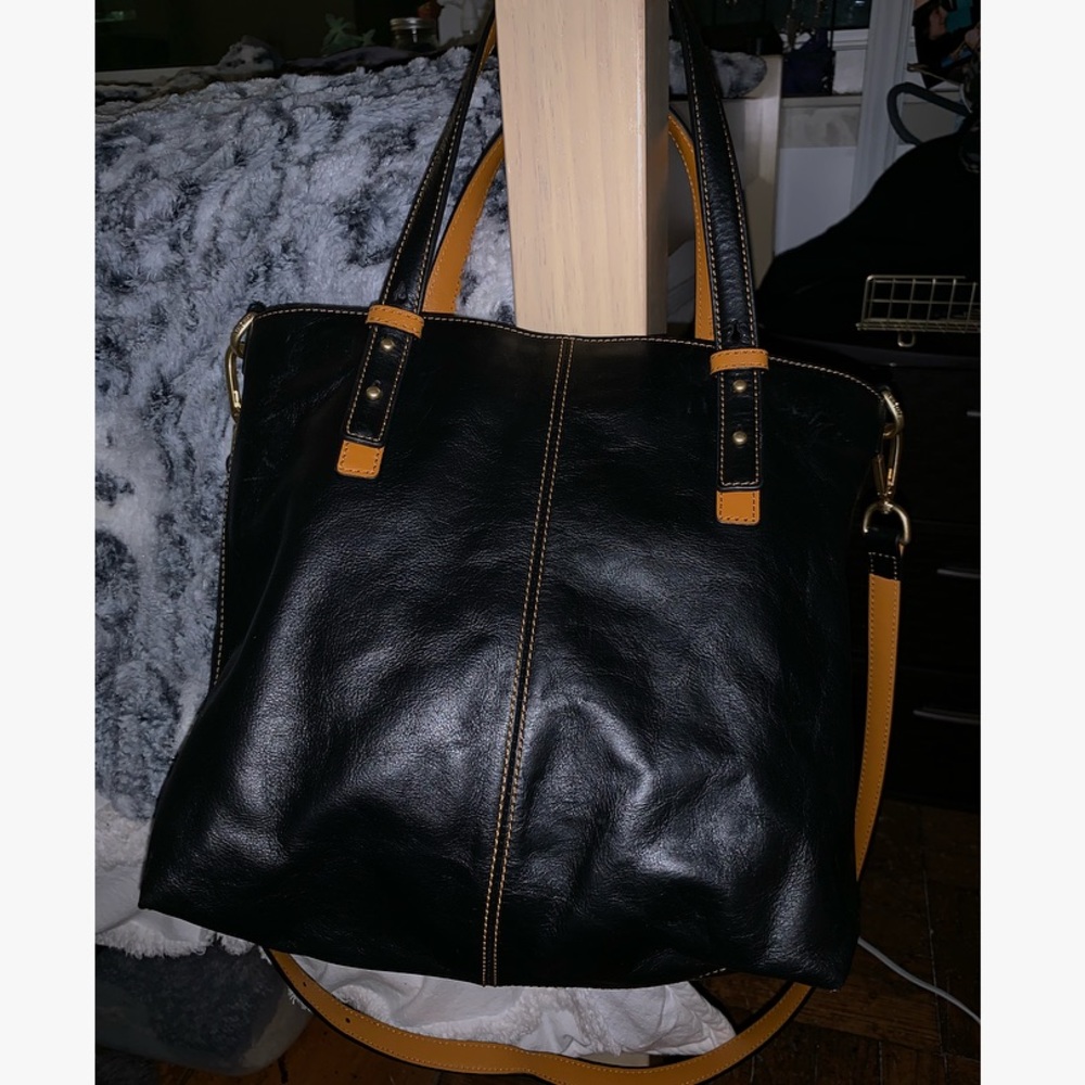 Vera Bradley Black Leather Satchel